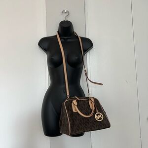 Michael Kors Signature Coated Canvas and Leather Mini Satchel